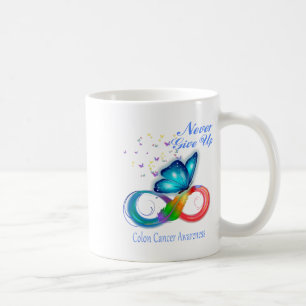 Taza De Café Conciencia sobre el cáncer de colon de mariposa