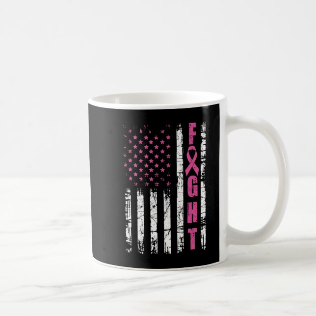 Taza De Café Conciencia sobre el cáncer de mama Bandera estadou (Derecha)