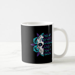 Taza De Café Conciencia sobre el suicidio de la calavera floral