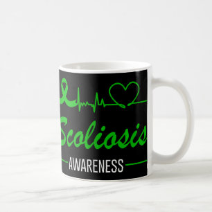 Taza De Café Conciencia sobre la escoliosis Amor Heartbeat Cint