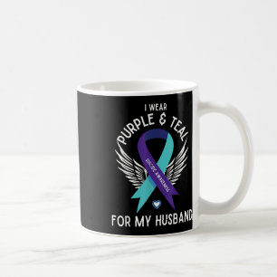 Taza De Café Conciencia Suicida Que Uso Verde azulado Y Morado