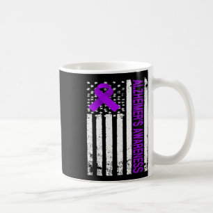 Taza De Café Concienciación - bandera de EE. UU. lazo morado