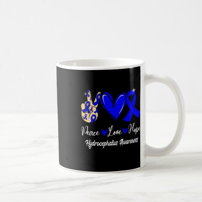 Taza De Café Concienciación Paz Amor Esperanza Cinta Azul (Derecha)