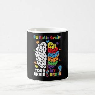 Taza De Café Concienciación sobre autismo genio sobre el cereb