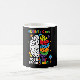 Taza De Café Concienciación sobre autismo genio sobre el cerebr
