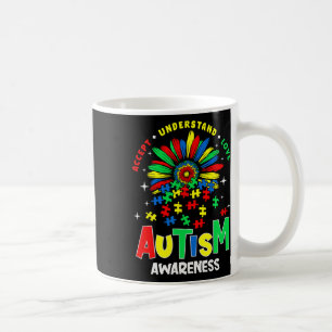 Taza De Café Concienciación sobre el autismo colorido Aceptar E