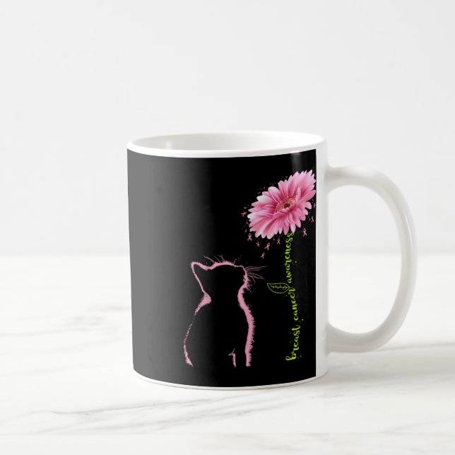 Taza De Café Concienciación sobre el cáncer Cinta rosa Daisy Fl (Derecha)