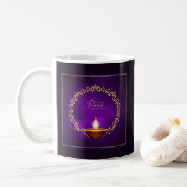 Taza De Café Concordancia feliz Diwali púrpura
