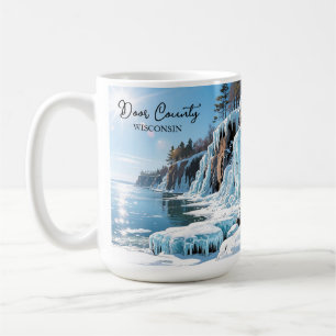 Taza De Café Condado de Door Wisconsin Invierno congelado