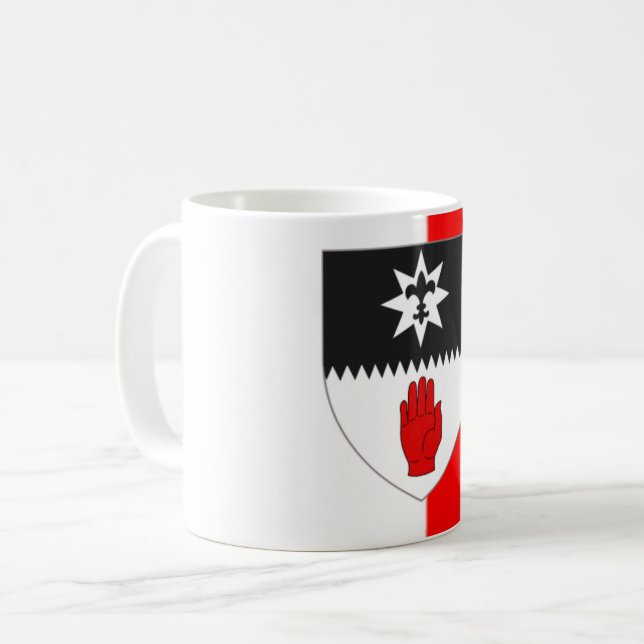 Taza De Café Condado de Tyrone Mug - Bandera y Escudo del Conda (Anverso izquierdo)
