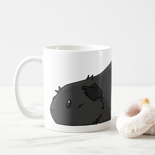 Taza De Café Conejillo de Indias gris oscuro negro lindo del (Con donut)