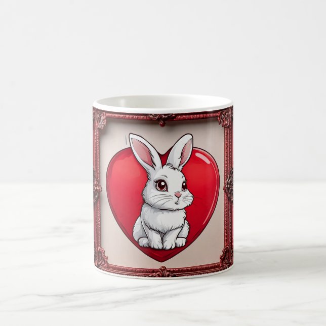 Taza De Café Conejito adorable con corazón (Centro)
