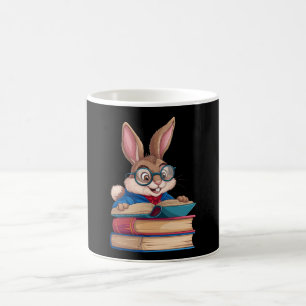 Taza De Café Conejito Adorable Conejo Leyendo Libros Pascua