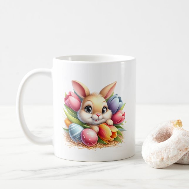 Taza De Café Conejito de Pascua  (Con donut)