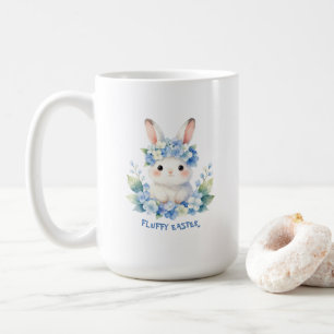 Taza De Café Conejito de Pascua adorable en acuarela con horten