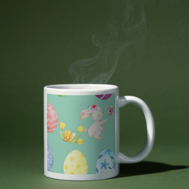 Taza De Café Conejito de Pascua de Acuarela Verde Menta Adorabl (Subido por el creador)