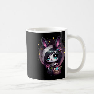 Taza De Café Conejito de Pascua Emo Chica Gótica Linda Cazadora