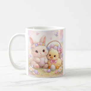 Taza De Café Conejito de Pascua y pato en pasteles adorables