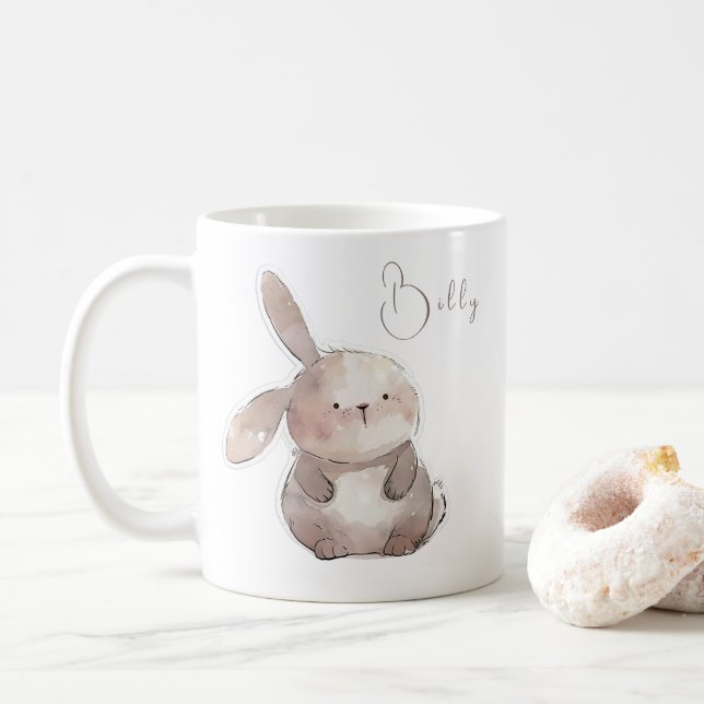 Taza De Café Conejito lindo 2, personalizado (Con donut)