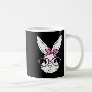 Taza De Café Conejito lindo cara de conejo con gafas de corazón