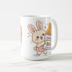 Taza De Café Conejito lindo comiendo filete de pollo frito taiw