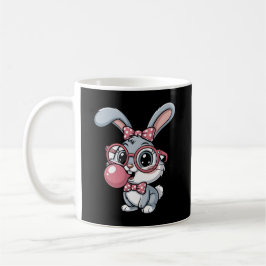 Taza De Café Conejito Lindo con Gafas Soplando Chicle