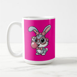 Taza De Café Conejito lindo con gafas soplando chicle