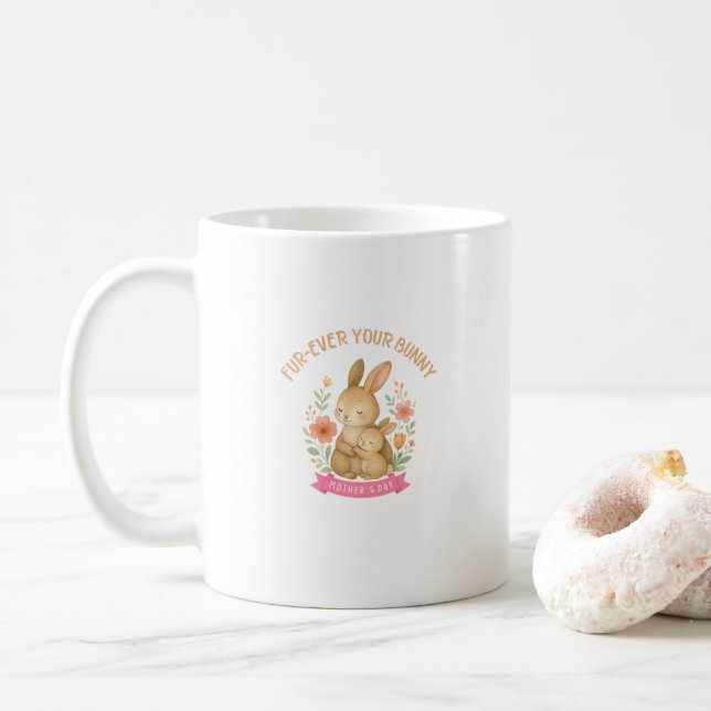 Taza De Café Conejito lindo Día de la Madre  (Con donut)