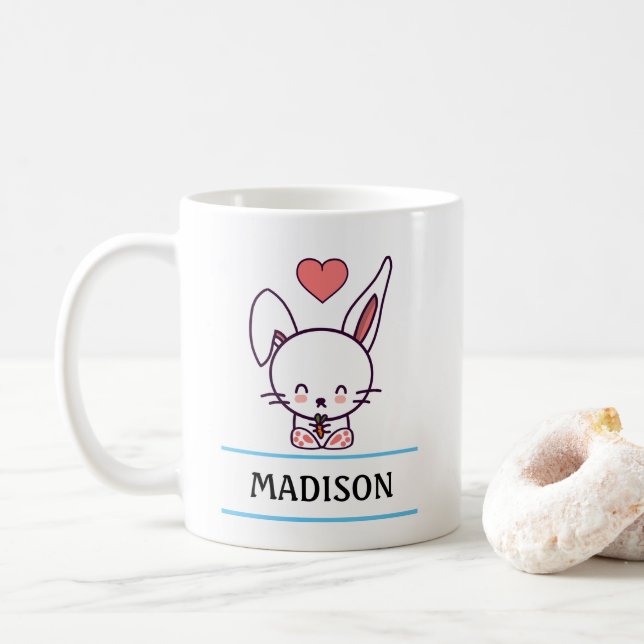 Taza De Café Conejito lindo personalizado (Con donut)