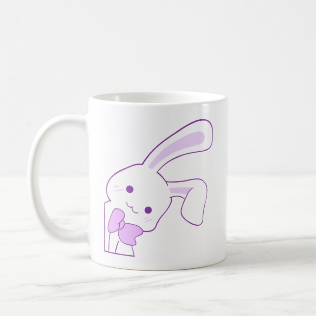 Taza De Café Conejito Morado Kawaii con Lazo (Izquierda)