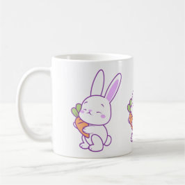 Taza De Café Conejito Morado Kawaii Lindo con Zanahoria