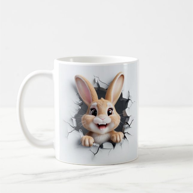 Taza De Café Conejito Personalizado alegre que atraviesa un agu (Izquierda)