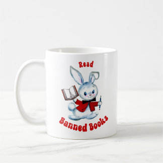 Taza De Café Conejito retro lindo - Leer libros prohibidos