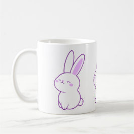 Taza De Café Conejito sonriente adorable kawaii pastel púrpura 
