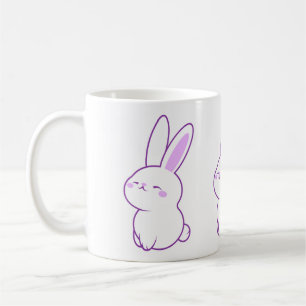 Taza De Café Conejito sonriente adorable kawaii pastel púrpura 