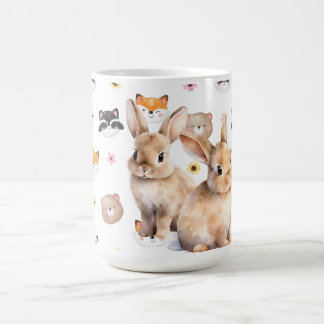 Taza de café conejitos del bosque lindos