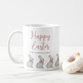 Taza De Café Conejitos Rosados Lindos Felices Pascuas