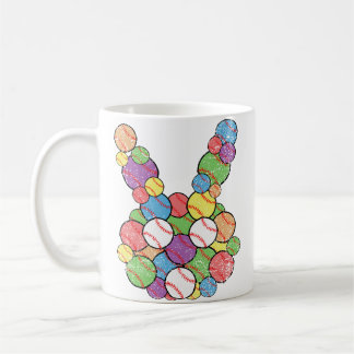 Taza De Café Conejo Amante del Béisbol de Pascua Cabeza Bola Ca
