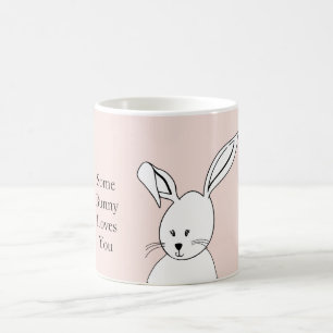 Taza De Café Conejo Amor Blanco Rosa Lindo