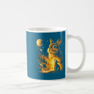 Taza De Café Conejo aullando a la luna vintage animal 90s