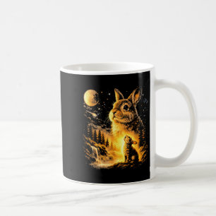Taza De Café Conejo aullando a la luna vintage animal 90s