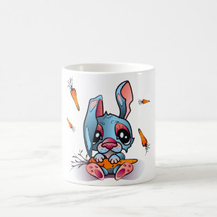 Taza De Café Conejo azul lindo con diseño gráfico de zanjas