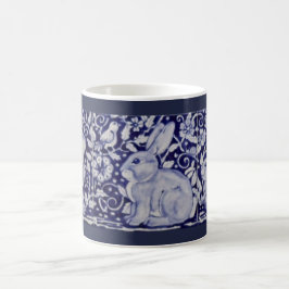 Taza De Café Conejo azul y blanco Cobalt Dedham Mug China