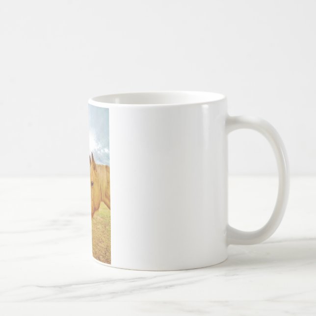 Taza De Café Conejo blanco y caballo amarillo (Derecha)