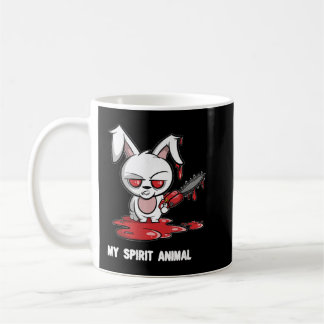 Taza De Café Conejo con Chainsaw Mi Espíritu Conejo Animal Mal
