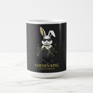 Taza De Café Conejo con gafas geniales, dorado, agrietado, real