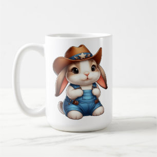 Taza De Café Conejo con ropa de vaca con Gorra y overoles