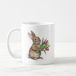 Taza De Café Conejo conejo conejito de Pascua con un puñado de