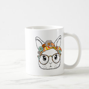Taza De Café Conejo conejo lindo cara Groovy Gles Chica feliz e