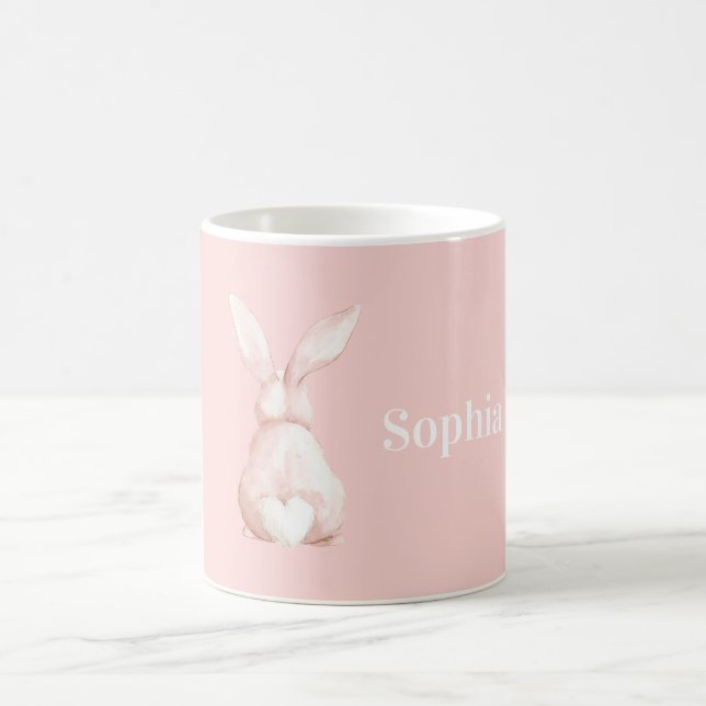 Taza De Café Conejo Corazón Blanco Cola Rosa Rubor (Centro)